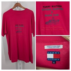 Tommy Hilfiger Vintage 90s Fuscia Pink Graphic Yacht Beach Club NYC T Shirt M