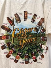 Vintage Cigars Through The Years Shirt Mens Large White Cigar Graphic Tee 90s