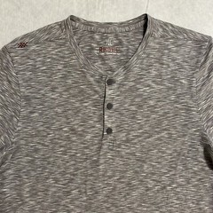 RHONE Long Sleeve Mens L Marled Henley Gray Pima Cotton Spandex Stretch Soft