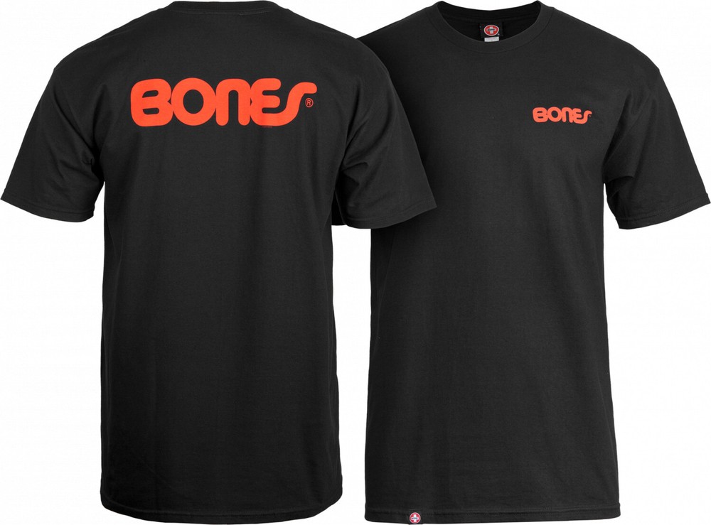 Powell Peralta BONES SWISS TEXT LOGO Skateboard T Shirt BLACK