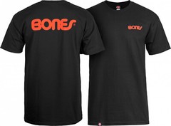 Powell Peralta BONES SWISS TEXT LOGO Skateboard T Shirt BLACK