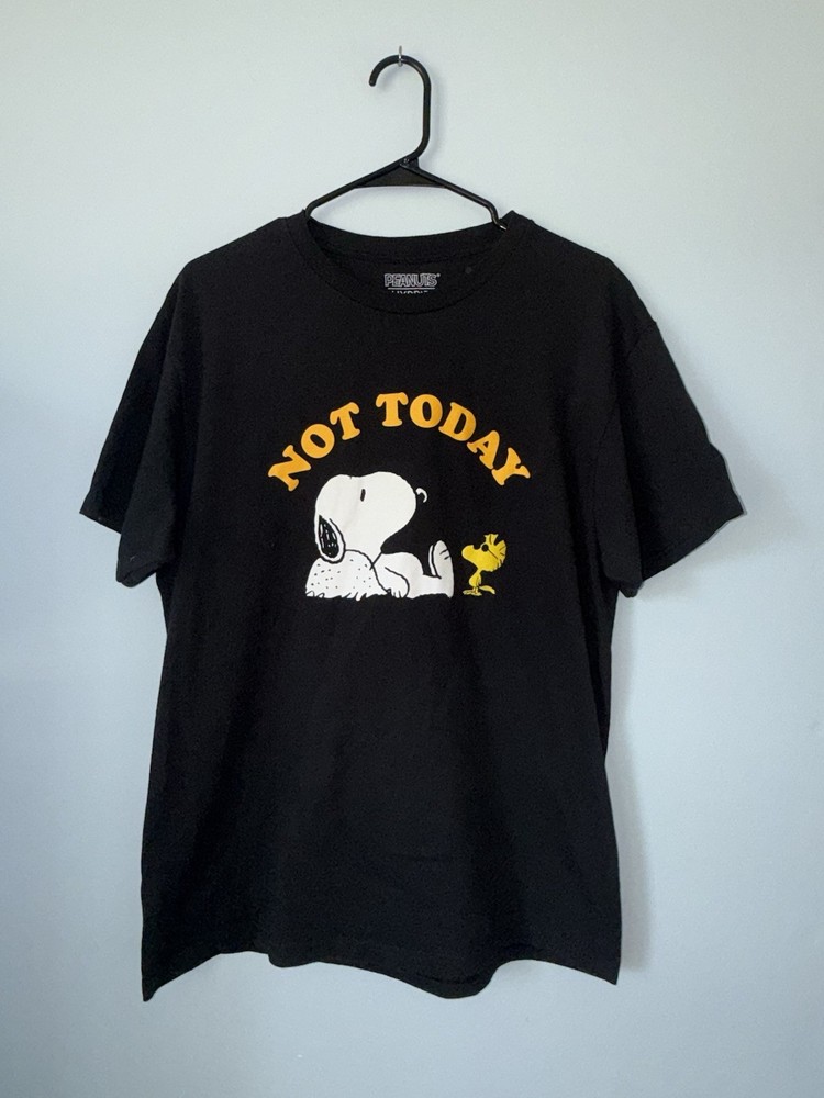 Hybrid Black Snoopy Woodstock “Not Today” Graphic Crew Neck T-Shirt Size L