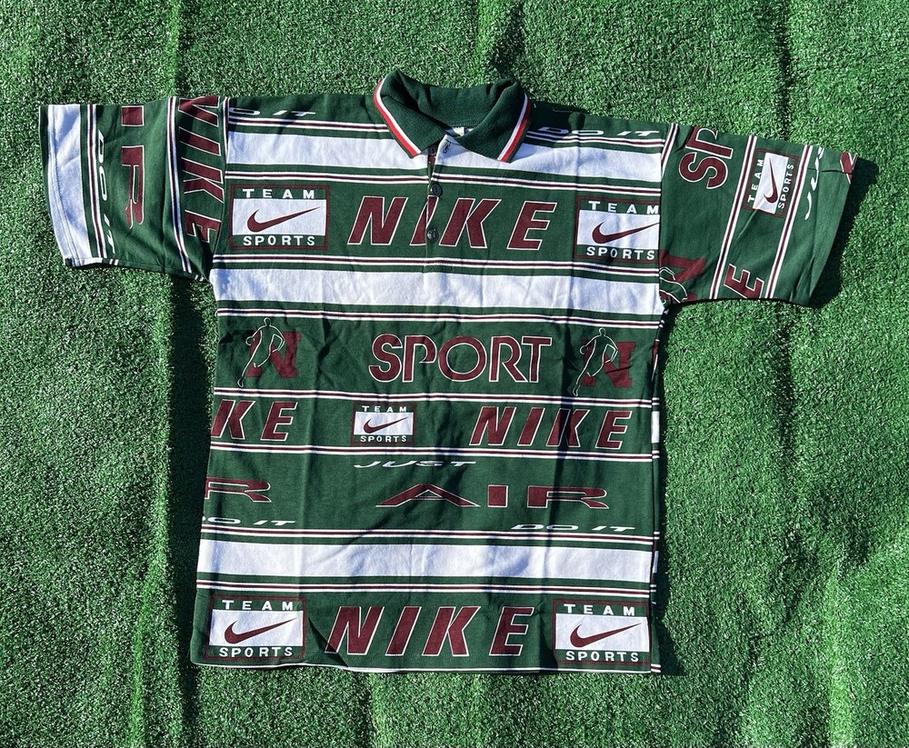 VTG 90s Nike Team Sports AOP Polo Shirt XL Made USA Nike Air Rare