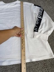 YITEMEI Shirt Mens 44 White Poetic Justice Graphic Long Sleeve Crew Neck