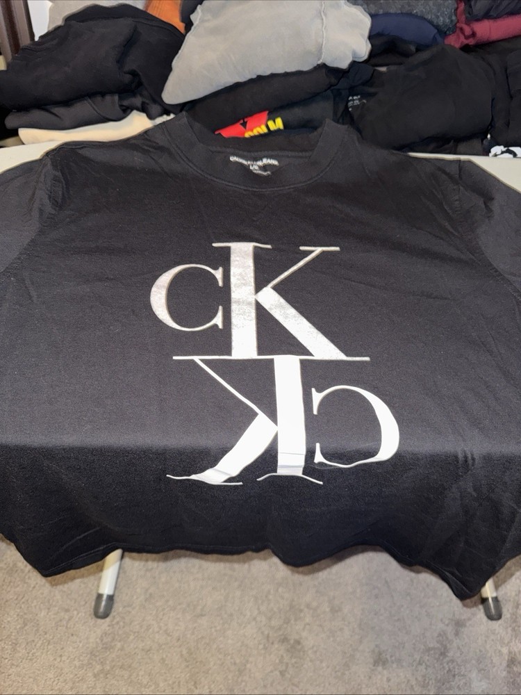 Calvin Klein Jeans Men’s Black CK Logo Graphic Print Crew Neck T-Shirt Size L