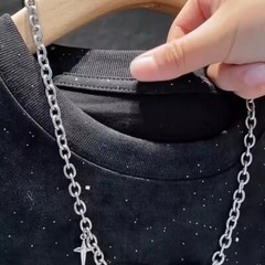 New Men Luxury Fashion Trend Star Cotton Casual Summer Streetwear Black T-Shirt