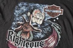 Vtg 1992 Harley Davidson 3D Emblem Righteous Ruler Wizard T-Shirt Biker USA M