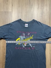 VINTAGE Pocono Cup Soccer T-Shirt Size Large Blue Art Obscure Sports Tournament