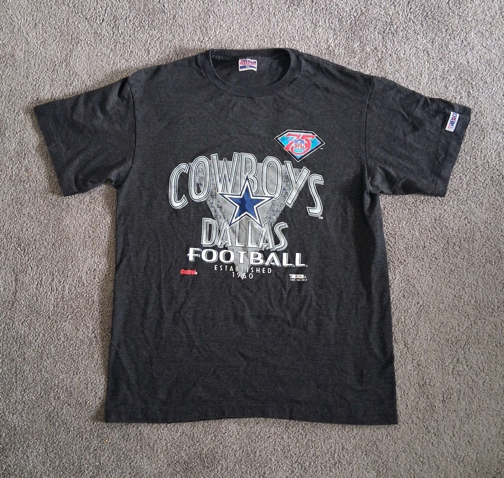 Vintage 1994 Dallas Cowboys 75th Aniversary Trench Single Stitch T-Shirt Size XL