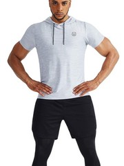 Men’s 3 Pack Dry Fit Running Shirt Workout Athletic Shirt with Hoods,Grey Bla…
