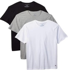 3 TOMMY HILFIGER M L XL BLACK WHITE GRAY COTTON CREW NECK T-SHIRT UNDERSHIRT