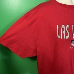 LAS VEGAS Nevada T-Shirt 2XL Red American Flag Puff Print Sewn USA