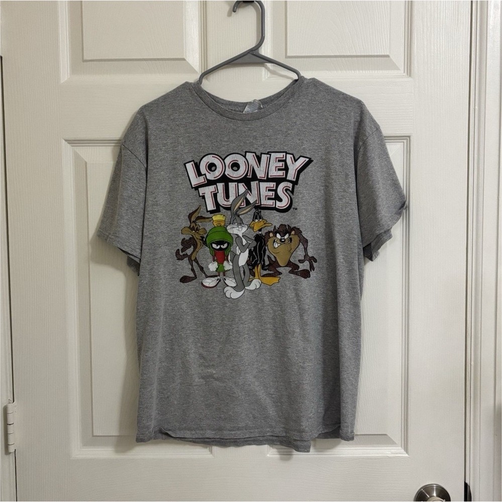 Delta Pro Weight Looney Tunes Graphic Print Gray Men’s L Crew Neck T-Shirt