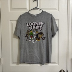 Delta Pro Weight Looney Tunes Graphic Print Gray Men’s L Crew Neck T-Shirt