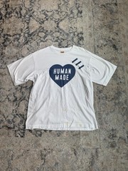 HUMAN MADE Men’s White Graphic Print Jersey Cotton T-Shirt XL Logo Crew Neck