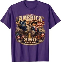 Retro America Washington Trump 1776 2026 250 Years US Flag T-Shirt