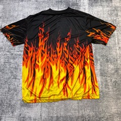 Y2K No Boundaries Flame Shirt Mens XL Sheer Polyester Goth Skater Rave Guy Fieri
