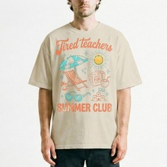 Tired Teachers Summer Club T-Shirt Funny School Break Beach Vacation Mode Tee