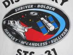 Vintage NASA Shirt Mens Large L White STS-31 Mission Hubble Telescope Deadstock
