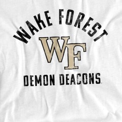 Wake Forest University Adult T-Shirt Demon Deacons Logo, White, S-5XL
