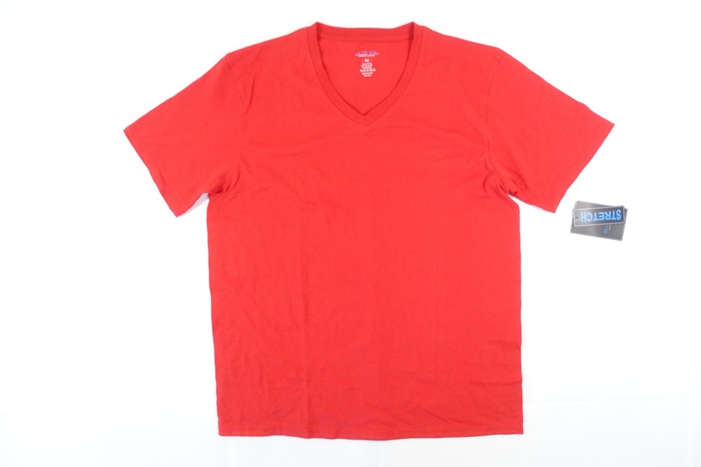 BLUE ICE CLOTHING RED MEDIUM STRETCH VNECK TEE TSHIRT MENS NWT NEW