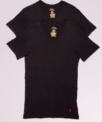 2 POLO RALPH LAUREN 2XL 3XL 4XL COTTON WHITE BLACK V NECK T-SHIRTS UNDERSHIRTS