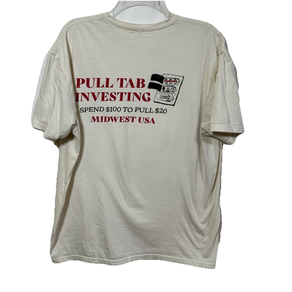 Vintage Pull Tab Investing Distressed XL T-Shirt Midwest USA Degenerate Gambling