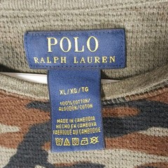 Polo Ralph Lauren Shirt Men XL Green Camo Thermal Waffle Knit Camouflage Hunting