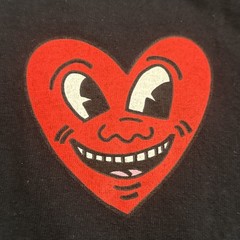 Keith Haring Ripple Junction Graphic Heart Adult Men’s Black T-Shirt Size Large