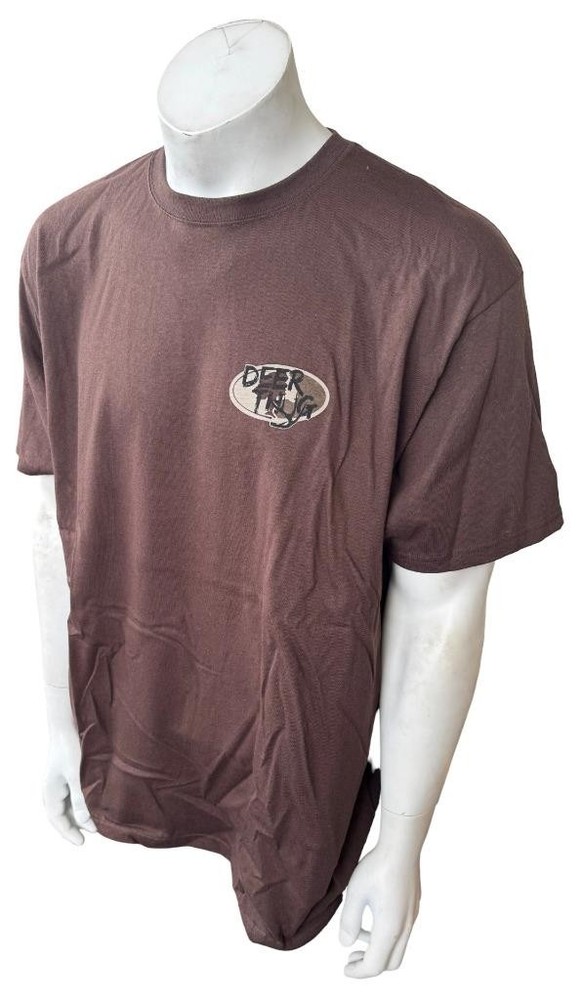 Anvil Men’s Deer Thug Graphic Brown Short Sleeve Shirt Size X-Large