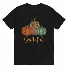 Boho Fall Pumpkin Patch Floral Paisley Grateful Autumn Thanksgiving T-shirt