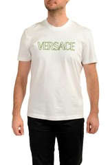 Versace Men’s White & Mint Logo Print Short Sleeve T-Shirt US 2XL IT 56