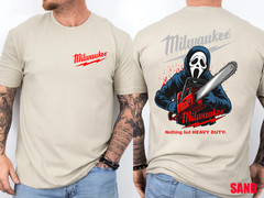 Milwaukee Tools Ghost Face With Chainsaw 2 Sided Unisex Tee–Halloween Character