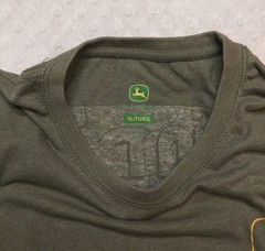 John Deere Since 1837 Graphic Print Shirt Mens X-Large Gray Olive Tractors Tee