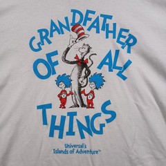 Universal Studios Dr Seuss Shirt Mens XL White Grandfather of All Things Tee