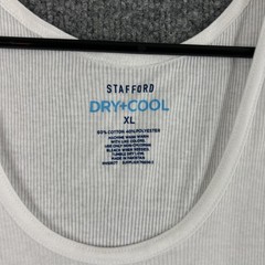 Stafford Tank Mens XL Dry+Cool Tagless Undershirt 4 Pack Ribbed White Basic
