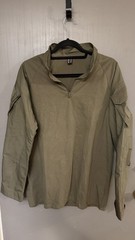 Unbranded Tactical Combat Shirt Mens M Green 1/4 Zip Ripstop Sleeve Utility