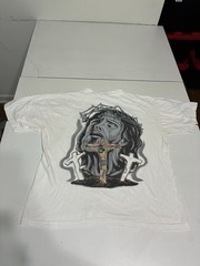 Jesus Crucifix Shirt XL White Religious Christian Streetwear SKater Grunge Y2K