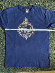 Vintage 90s Voodoo Glow Skulls World wide Shirt Large 20.5×29 Navy Blue
