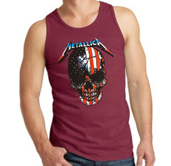 METALLICA AMERICAN SKULL Heavy Metal Band Black Tank Top