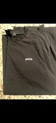 Hugo Boss Green Label Shirt Black White Men’s Size L Logo Spell Out Short Sleeve