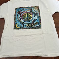 Vintage Human-i-Tees T Shirt World Peace Single Stitch XL White 90s Y2K Original