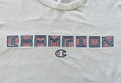 Champion Men’s L White Crew Neck Short Sleeve Cotton Knit Logo Graphic T-Shirt
