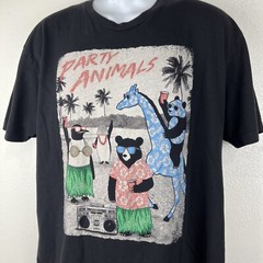 Riot Society Shirt Men Extra Large Black Party Animals Graphic Short Sleeve Tee