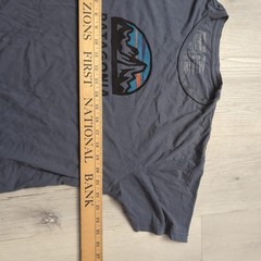 Patagonia Mens 1973 Logo T-Shirt XL Slim Fit Organic Cotton Blue Tee Shirt
