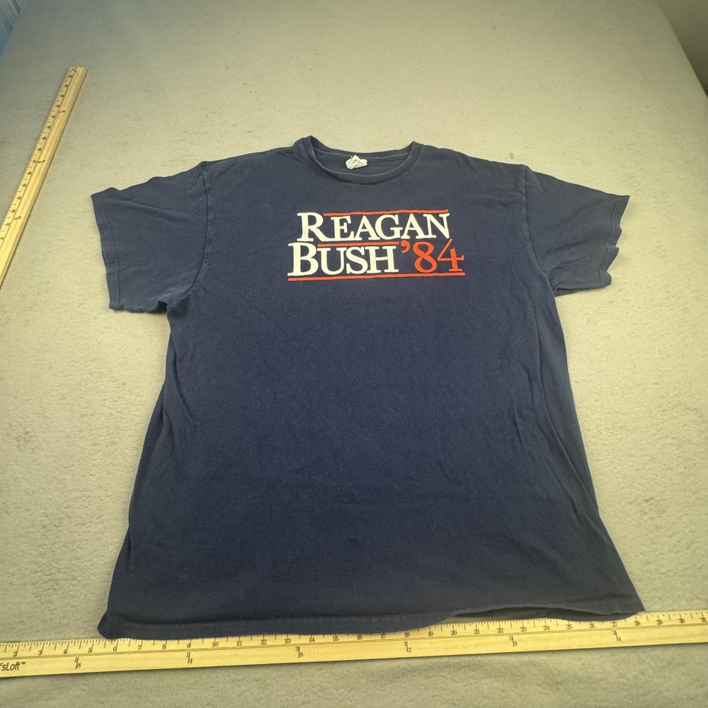 Reagan Bush ’84 Shirt Mens Extra Large Navy Political Campaign Graphic Tee Adult