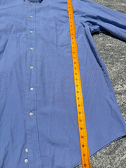 Vintage Men’s Blue Cotton Long-Sleeve Shirt, Size Medium