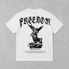 Freedom Angel Graphic T-Shirt Men Christian Isaiah 41:10 Faith Tee