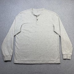 J Crew Henley Shirt Mens Large Gray Speckled Long Sleeve Casual Jersey Tee