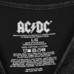 ACDC Shirt MENS LARGE BLACK BLEACH CASUAL CONCERT 77 WORLD TOUR ROCK MUSIC NWT